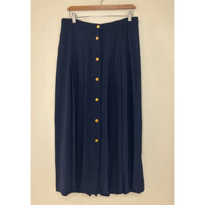 JH Collectibles Women's Size 14 Navy Blue Wool A-Line Skirt Made in USA Vintage